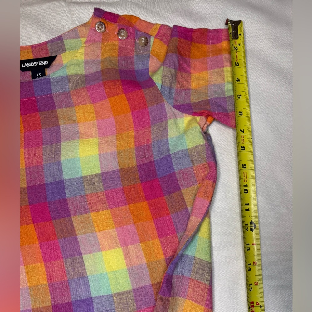 Lands' End Colorful Plaid Blouse Size XS - Picture 11 of 11